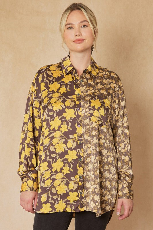 Daylight Blooms Satin Blouse