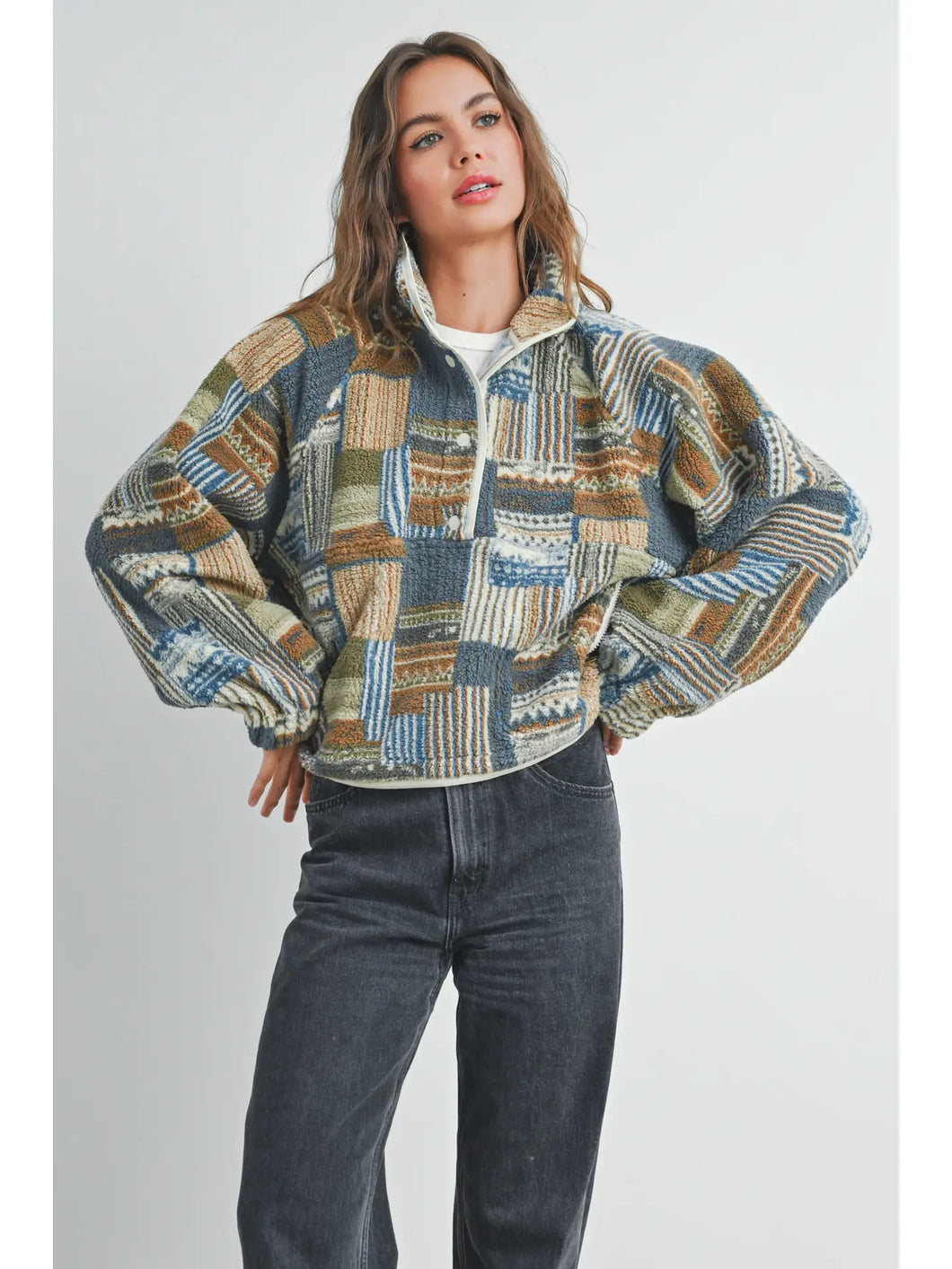 Patchwork Print Multicolor Sweatshirt