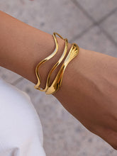 Load image into Gallery viewer, Gold Wavy Cuff Bracelet
