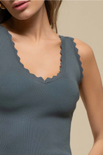 Load image into Gallery viewer, Blue Skies Scalloped Top
